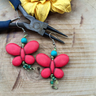 Σκουλαρίκια Πεταλουδίσματα Red