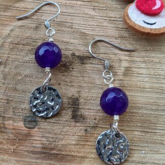 σκουλαρικια-αμεθυστος-φλουρι-χειροποιητα-σφυρηλατο-The-Happy-Place