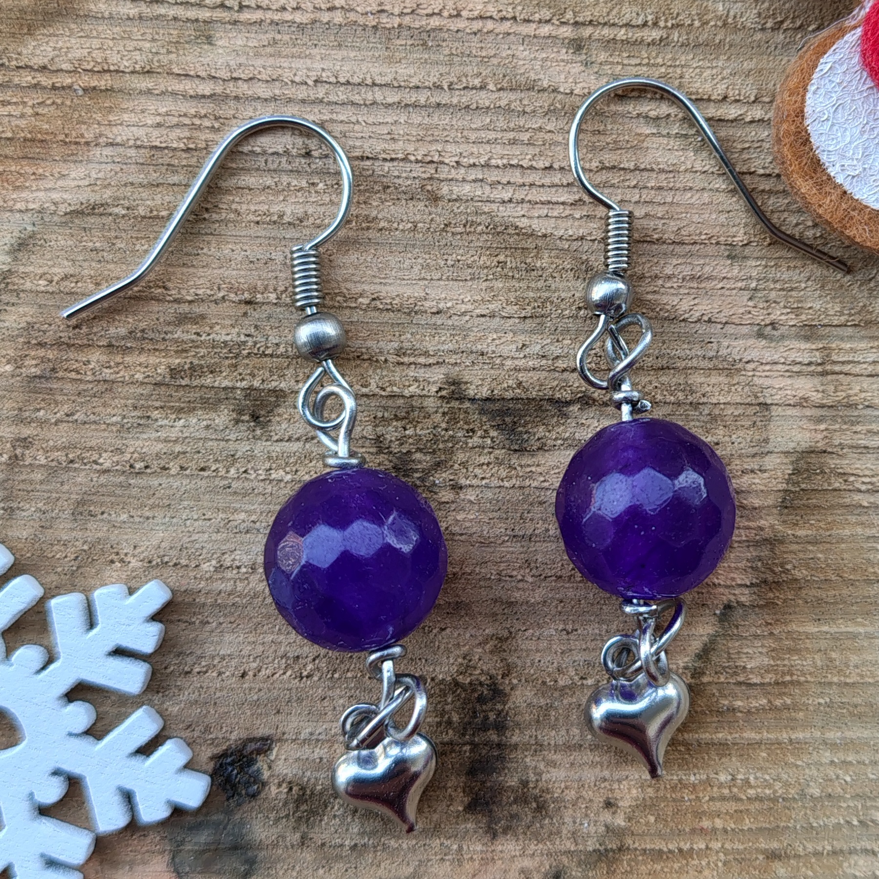 σκουλαρικια-αμεθυστος-ατσαλινη-καρδια-χειροποιητα