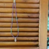 κρεμαστό Μωβ Ακρογιάλι 2 Κολιέ με μωβ και γαλάζιες χάντρες φίλντισι και μενταγιόν φυσικό κοχύλι